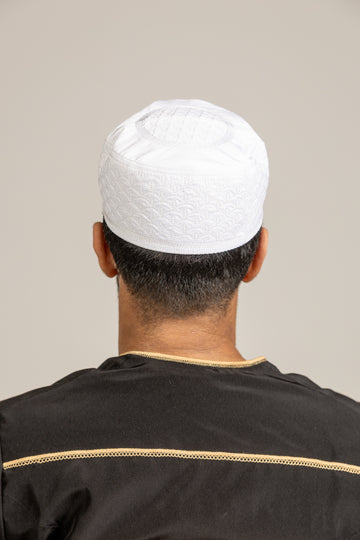 White Saudi Style Topi Kufi Islamic Hat 3 - Madyna