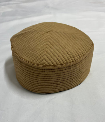 Beige / Brown Turban Hat Topi Kufi Stiff Shukr JJ Design Cap Size-60 - Madyna