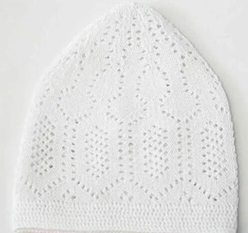 Mens/Boys Basic White Turkish Topi Prayer Hat One Size - Madyna