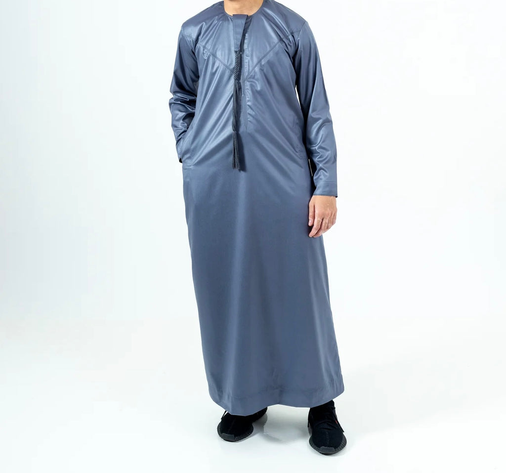 Grey Shiny Emirati Thobe | Jubba | Kandura - Madyna