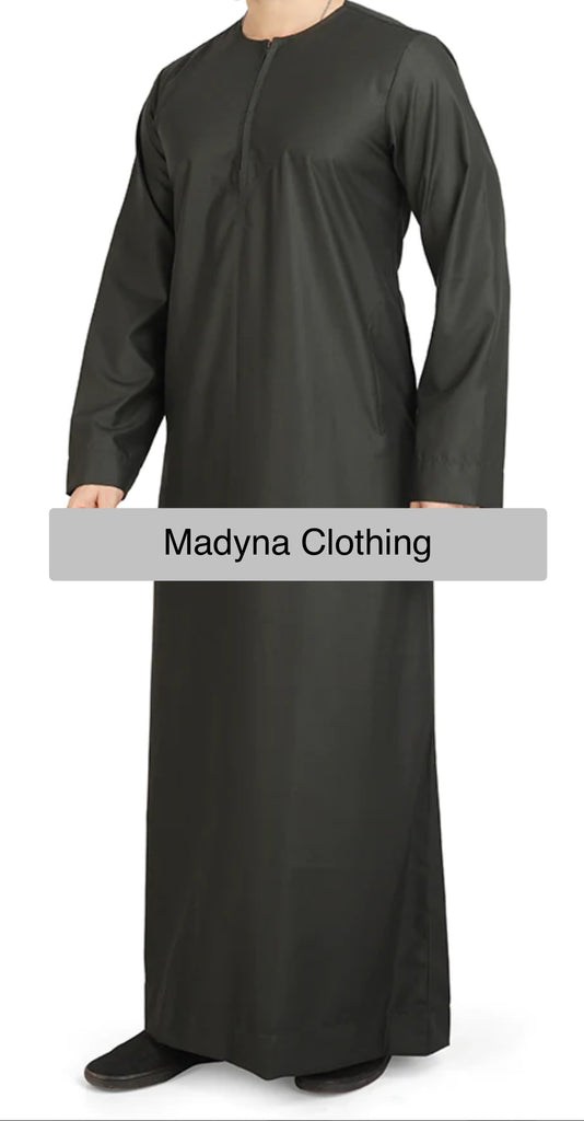 Men’s Khaki Omani Style Emirati Thobe | Jubba | Kandura - Madyna