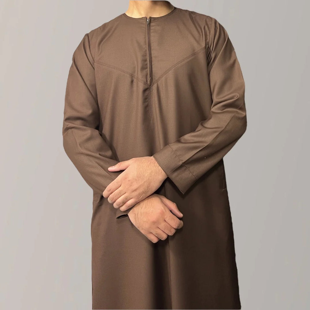 Brown Simple Emirati / Omani Thobe | Jubba | Kandura - Madyna