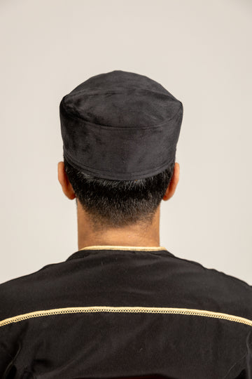 Black Velvet Topi Kufi Islamic Prayer Hat Exclusive Design - Madyna