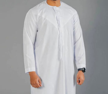 White Simple Emirati Thobe | Jubba | Kandura - Madyna
