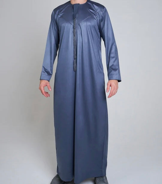 Royal Blue Shiny Emirati Thobe | Jubba | Kandura - Madyna