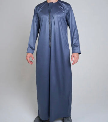 Royal Blue Shiny Emirati Thobe | Jubba | Kandura - Madyna