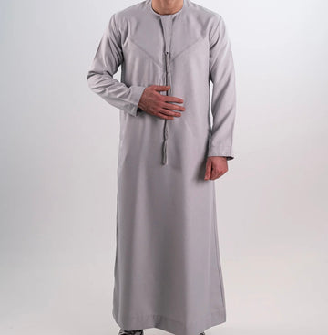 Light Grey Simple Emirati Thobe | Jubba | Kandura - Madyna